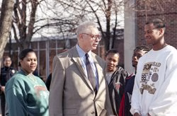Photo of Leon Sullivan in a group of people