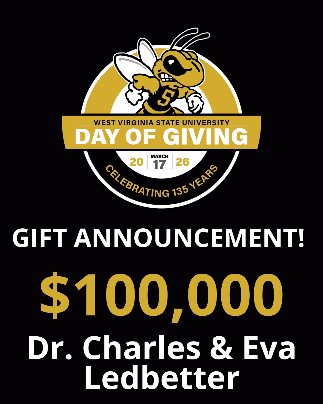 Dr. Charles and Eva Ledbetter Establish Endowed Scholarship Fund at West Virginia State University 